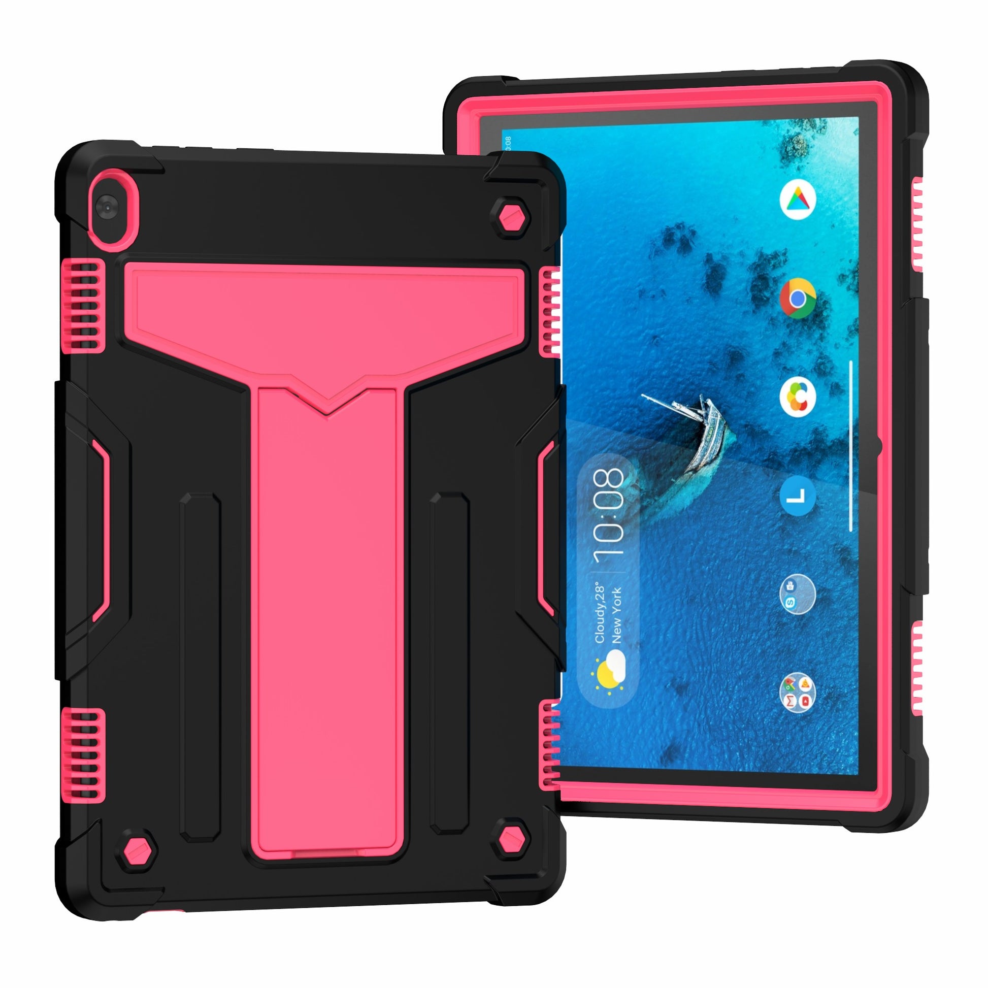 Shock Absorption Silicone + PC Tablet Hybrid Case with Folding Kickstand for Lenovo Tab M10 TB-X605F/X505