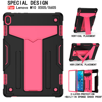 Shock Absorption Silicone + PC Tablet Hybrid Case with Folding Kickstand for Lenovo Tab M10 TB-X605F/X505