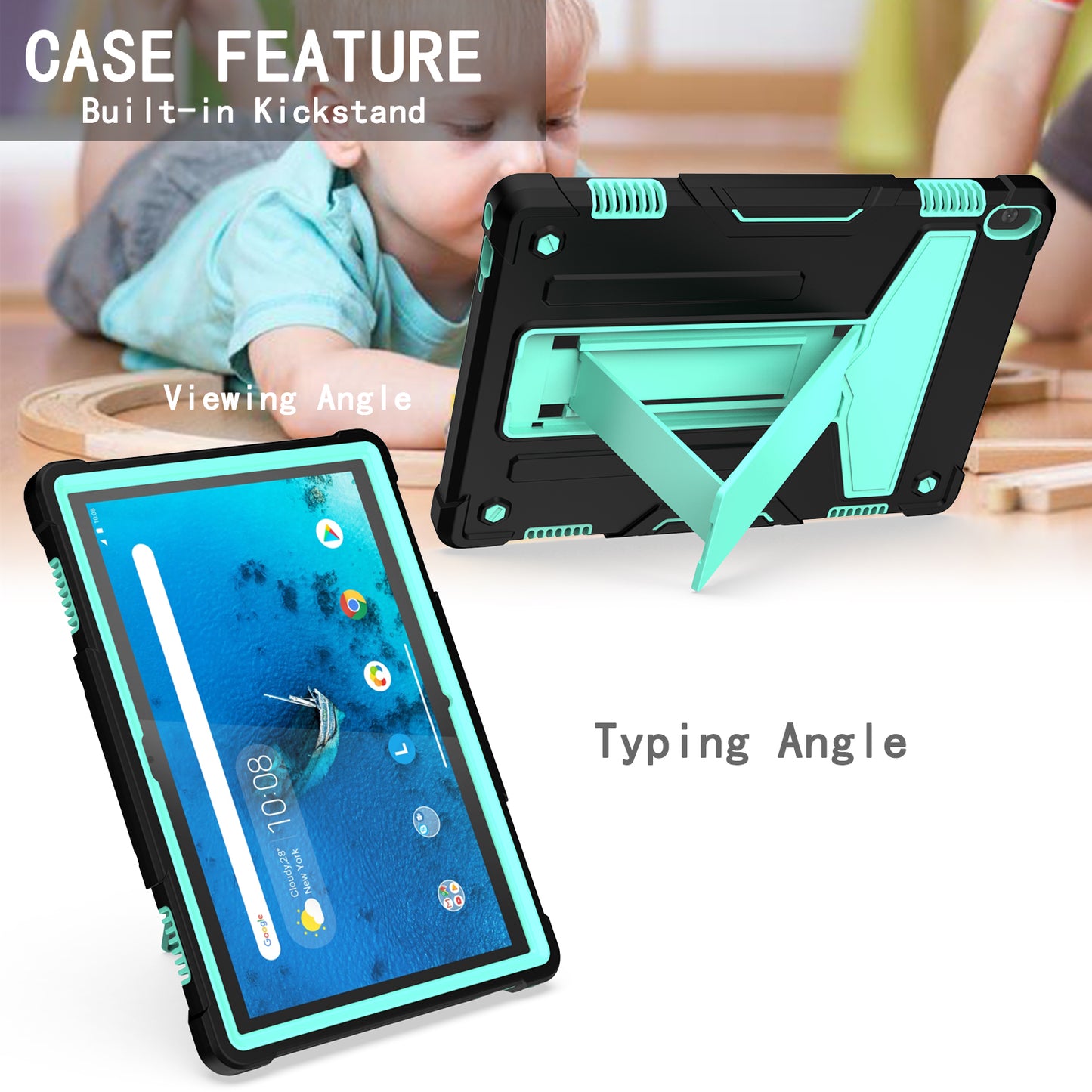 Shock Absorption Silicone + PC Tablet Hybrid Case with Folding Kickstand for Lenovo Tab M10 TB-X605F/X505