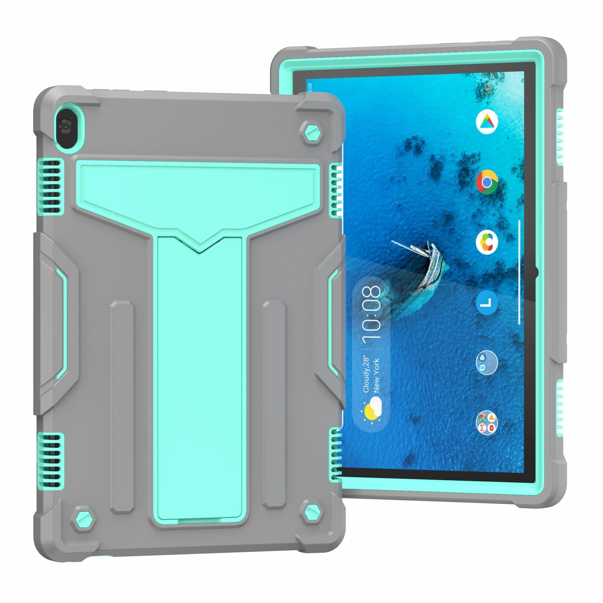 Shock Absorption Silicone + PC Tablet Hybrid Case with Folding Kickstand for Lenovo Tab M10 TB-X605F/X505