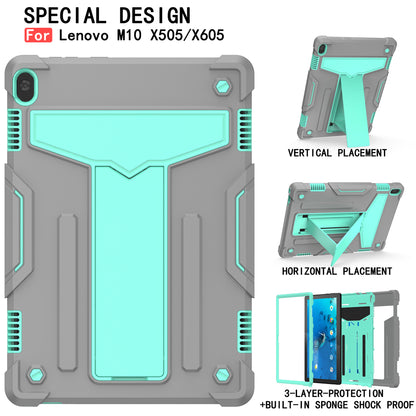 Shock Absorption Silicone + PC Tablet Hybrid Case with Folding Kickstand for Lenovo Tab M10 TB-X605F/X505