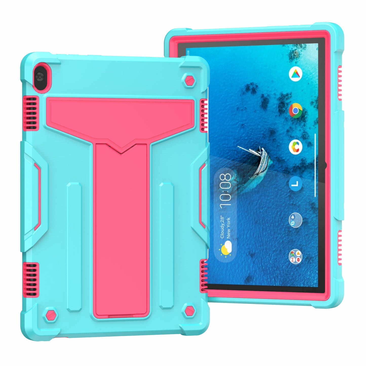 Shock Absorption Silicone + PC Tablet Hybrid Case with Folding Kickstand for Lenovo Tab M10 TB-X605F/X505