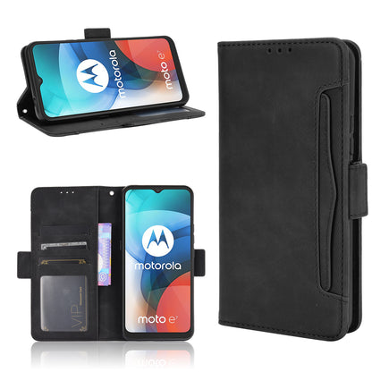 For Motorola Moto E7 Multiple Card Slots Protective Cover Stand Leather Case