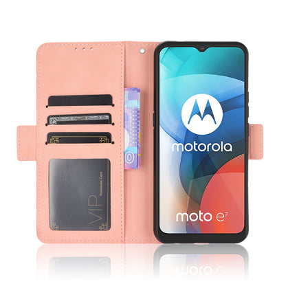 For Motorola Moto E7 Multiple Card Slots Protective Cover Stand Leather Case