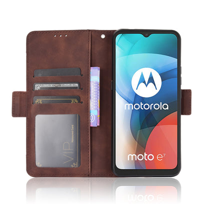 For Motorola Moto E7 Multiple Card Slots Protective Cover Stand Leather Case