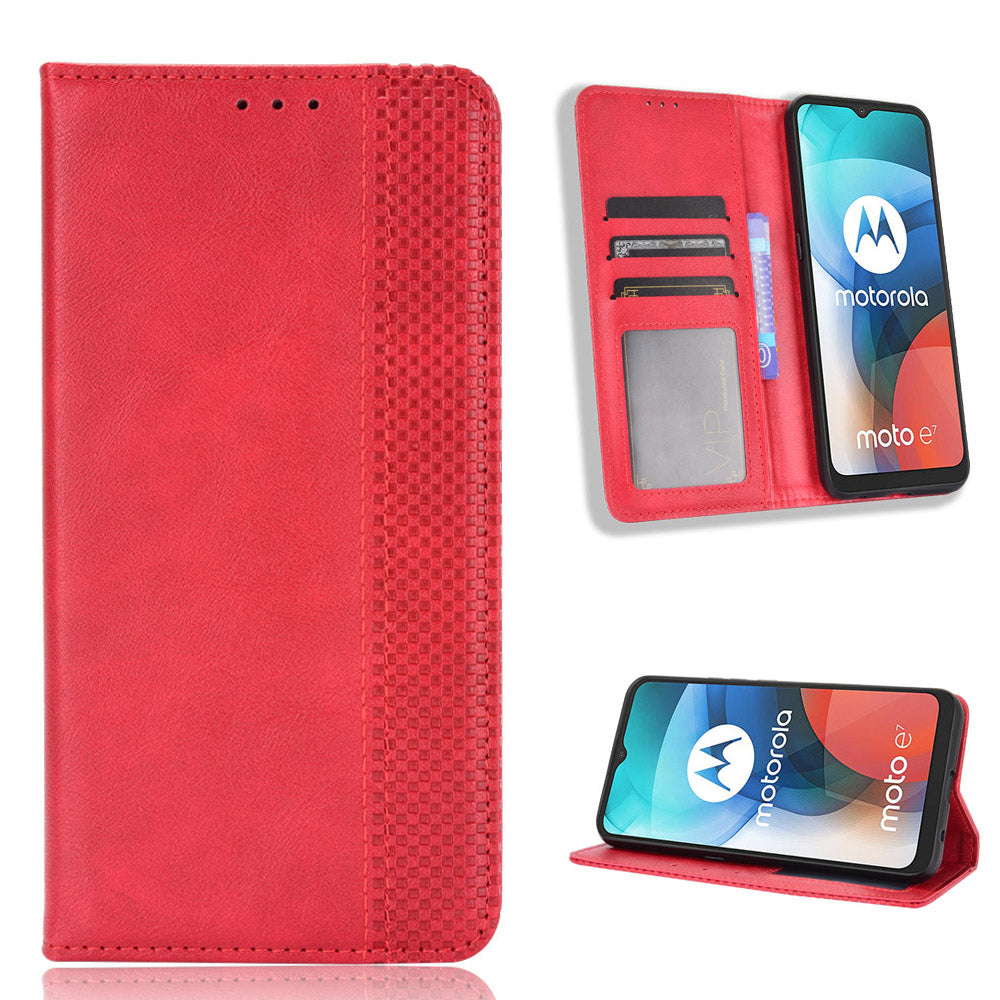 Vintage Style Wallet Stand Leather Phone Cover for Motorola Moto E7