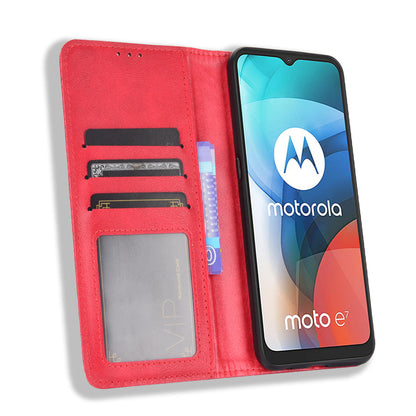 Vintage Style Wallet Stand Leather Phone Cover for Motorola Moto E7