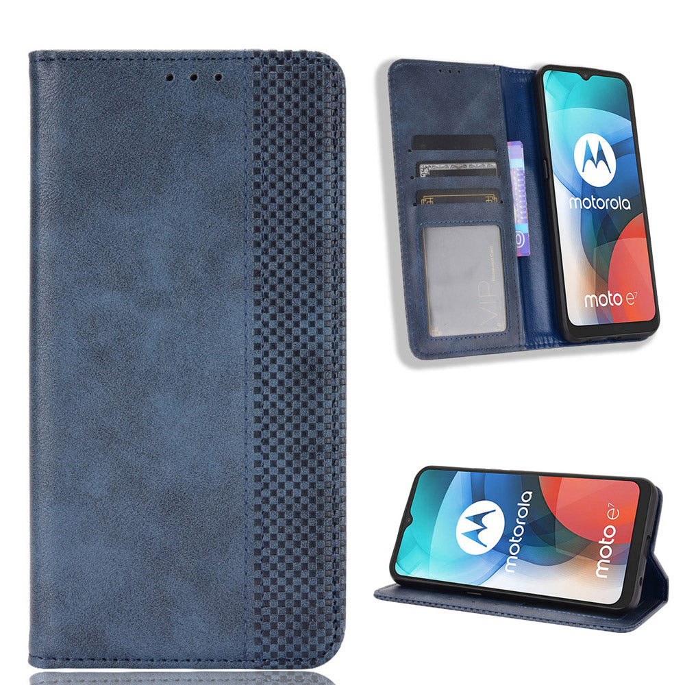 Vintage Style Wallet Stand Leather Phone Cover for Motorola Moto E7