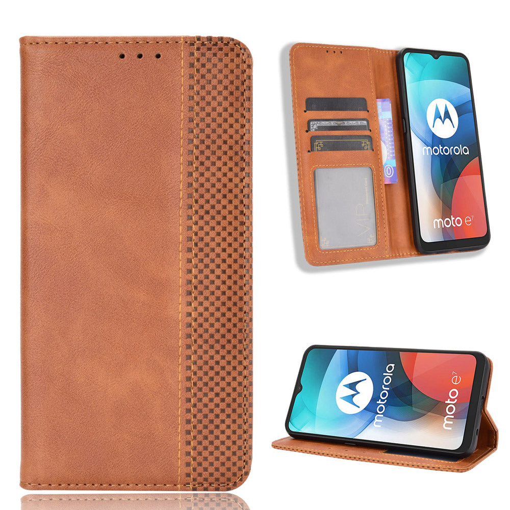 Vintage Style Wallet Stand Leather Phone Cover for Motorola Moto E7