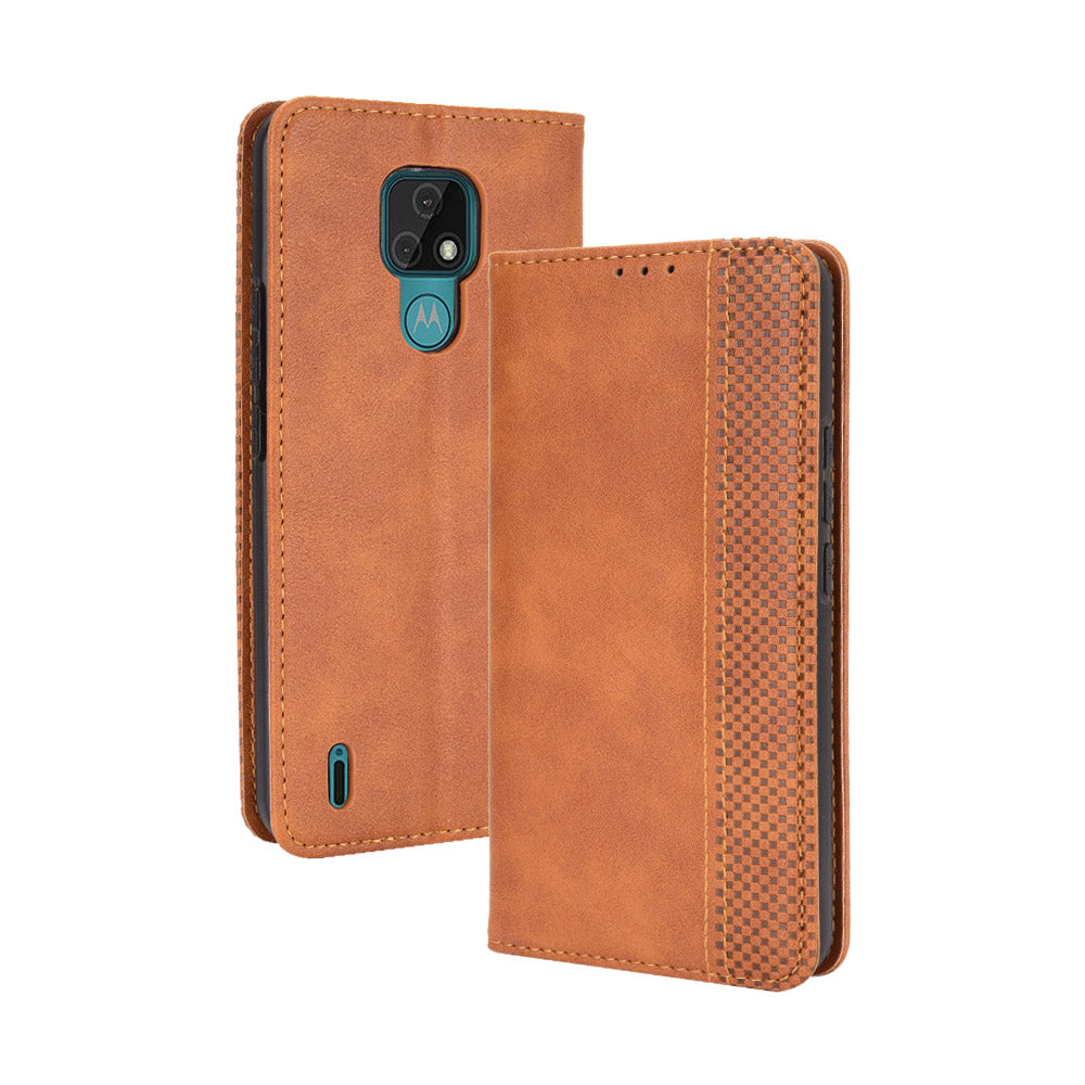 Vintage Style Wallet Stand Leather Phone Cover for Motorola Moto E7