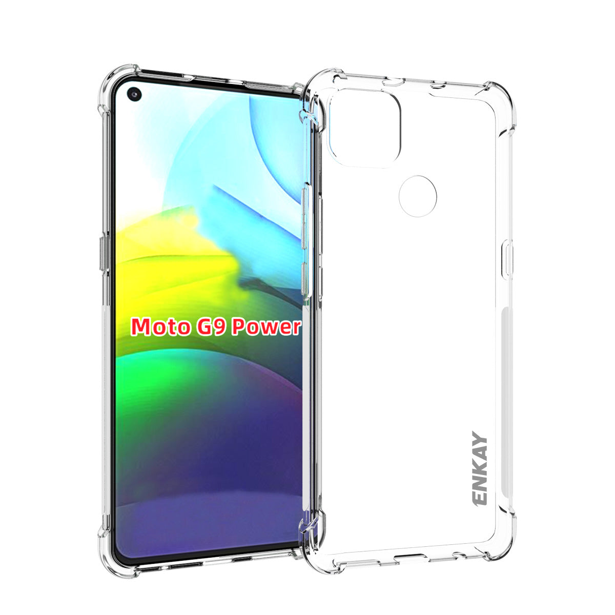 ENKAY Clear TPU Protector for Motorola Moto G9 Power Antislip 4 Corners Thickened Shockproof Case