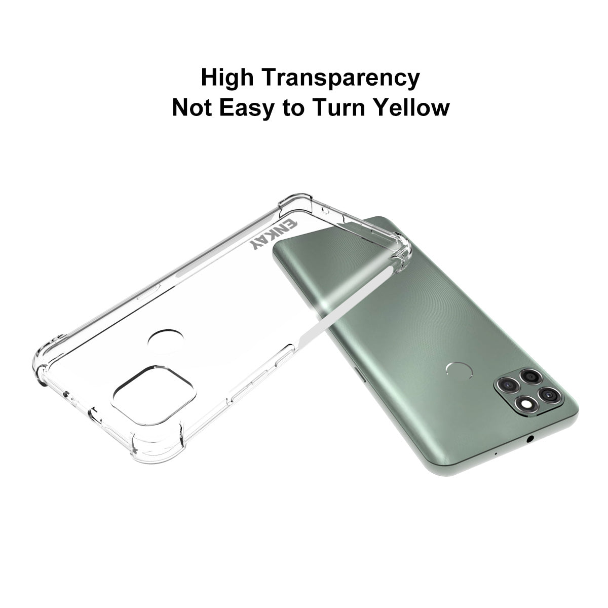 ENKAY Clear TPU Protector for Motorola Moto G9 Power Antislip 4 Corners Thickened Shockproof Case