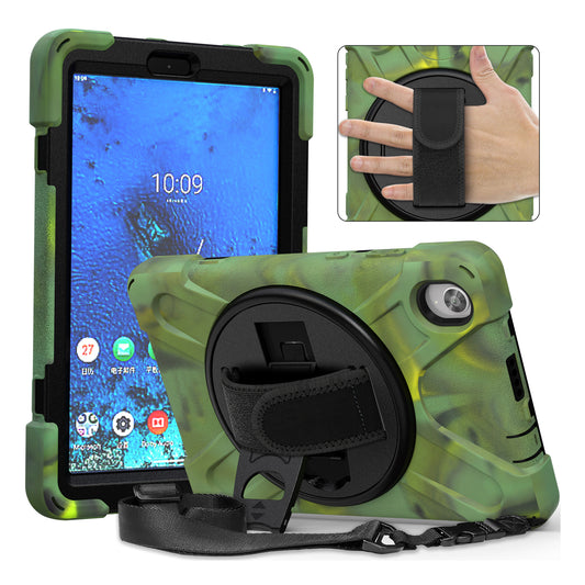 PC and Silicone Tablet Case + Shoulder Strap + Hand Band + 360° Swivel Kickstand for Lenovo Tab M8 2020