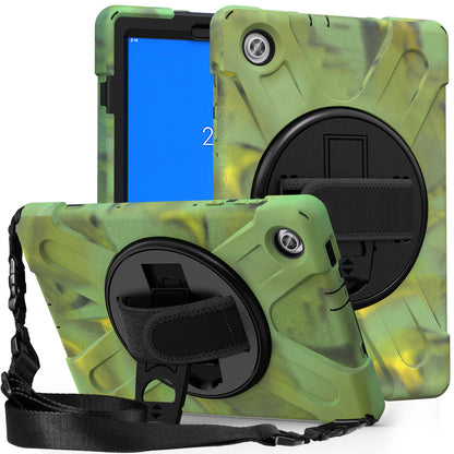 PC + Silicone Hybrid Protective Tablet Case with 360 Degree Swivel Kickstand and Hand Strap and Shoulder Strap for Lenovo Tab M10 Plus