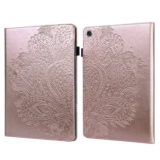 Imprinted Flower Pattern Leather Wallet Stand Tablet Protective Case for Lenovo Tab M10 Plus