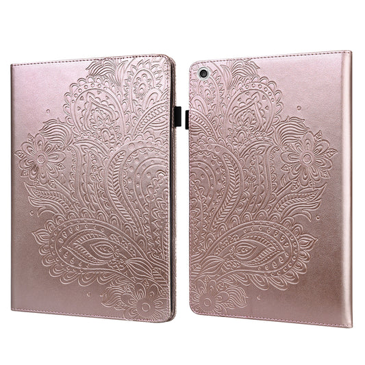 Imprinted Flower Pattern Leather Wallet Stand Tablet Protective Shell for Lenovo Tab M10 HD Gen 2