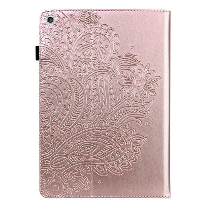 Imprinted Flower Pattern Leather Wallet Stand Tablet Protective Shell for Lenovo Tab M10 HD Gen 2