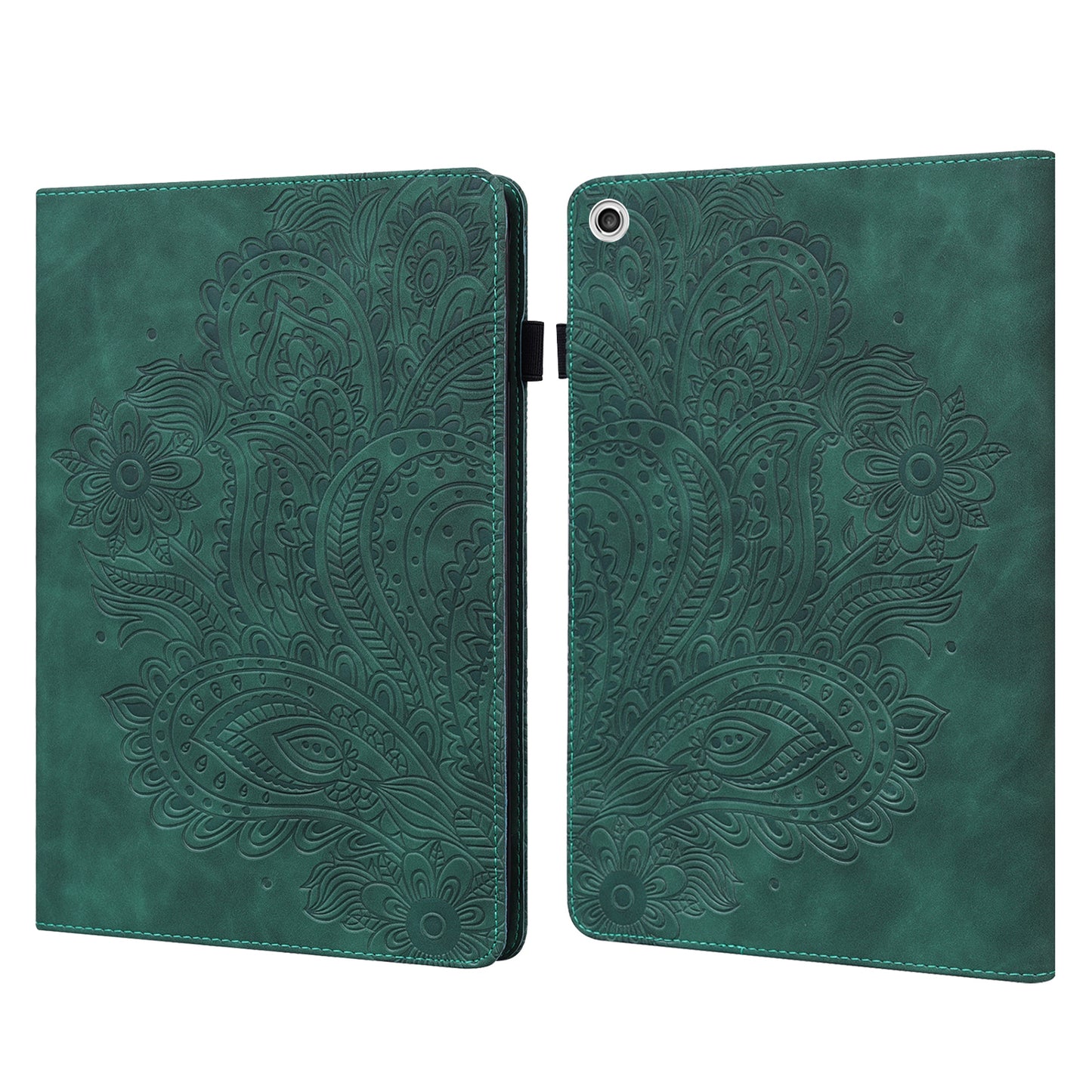 Imprinted Flower Pattern Leather Wallet Stand Tablet Protective Shell for Lenovo Tab M10 HD Gen 2