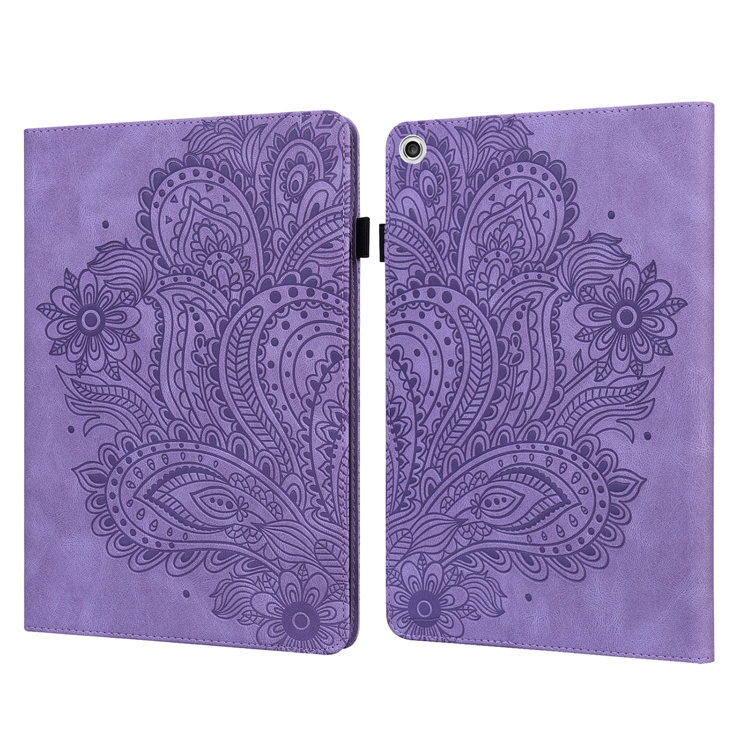 Imprinted Flower Pattern Leather Wallet Stand Tablet Protective Shell for Lenovo Tab M10 HD Gen 2