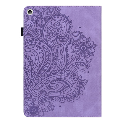 Imprinted Flower Pattern Leather Wallet Stand Tablet Protective Shell for Lenovo Tab M10 HD Gen 2