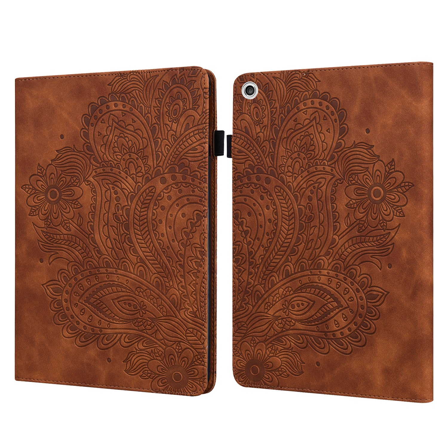 Imprinted Flower Pattern Leather Wallet Stand Tablet Protective Shell for Lenovo Tab M10 HD Gen 2