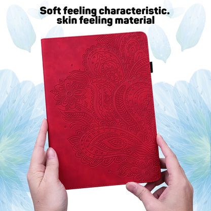 For Lenovo M10 Plus / Smart Tab M10 FHD Plus X606F Imprinted Flower Pattern Leather Wallet Stand Tablet Protective Shell