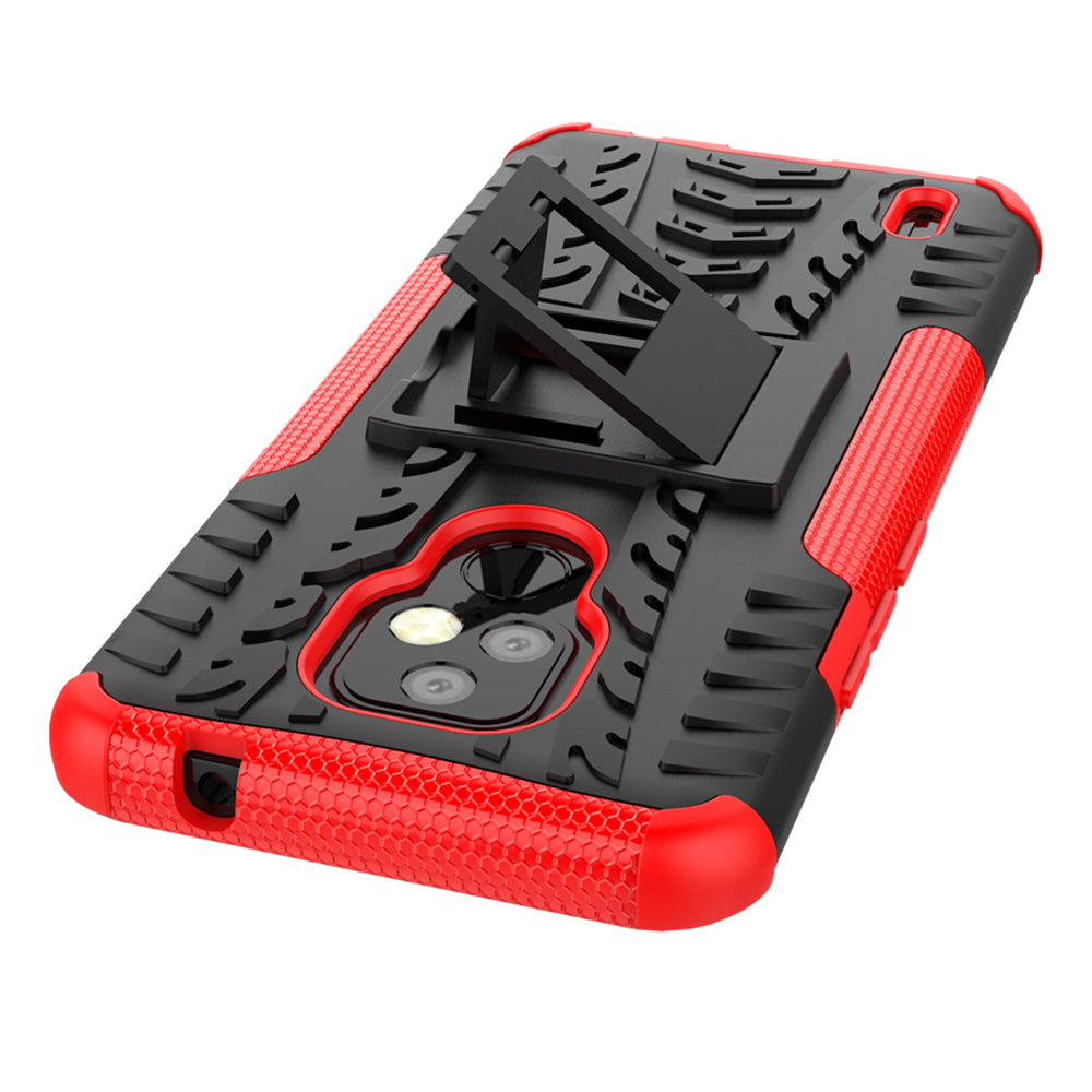 Foldable Kickstand for Motorola Moto E7 Cool Tyre PC + TPU Hybrid Shell Case