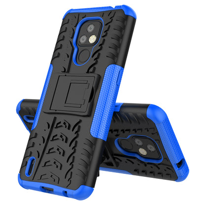 Foldable Kickstand for Motorola Moto E7 Cool Tyre PC + TPU Hybrid Shell Case