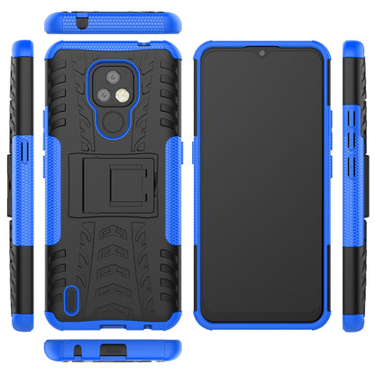 Foldable Kickstand for Motorola Moto E7 Cool Tyre PC + TPU Hybrid Shell Case