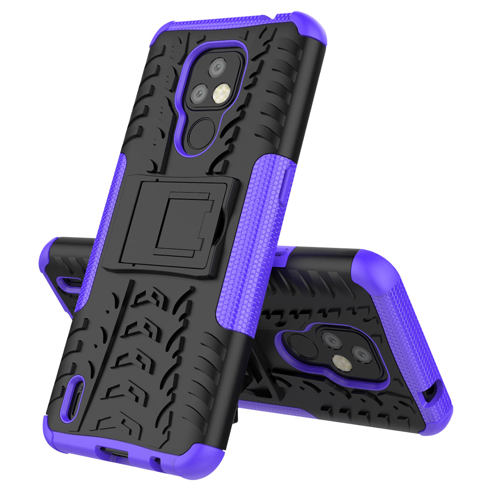 Foldable Kickstand for Motorola Moto E7 Cool Tyre PC + TPU Hybrid Shell Case