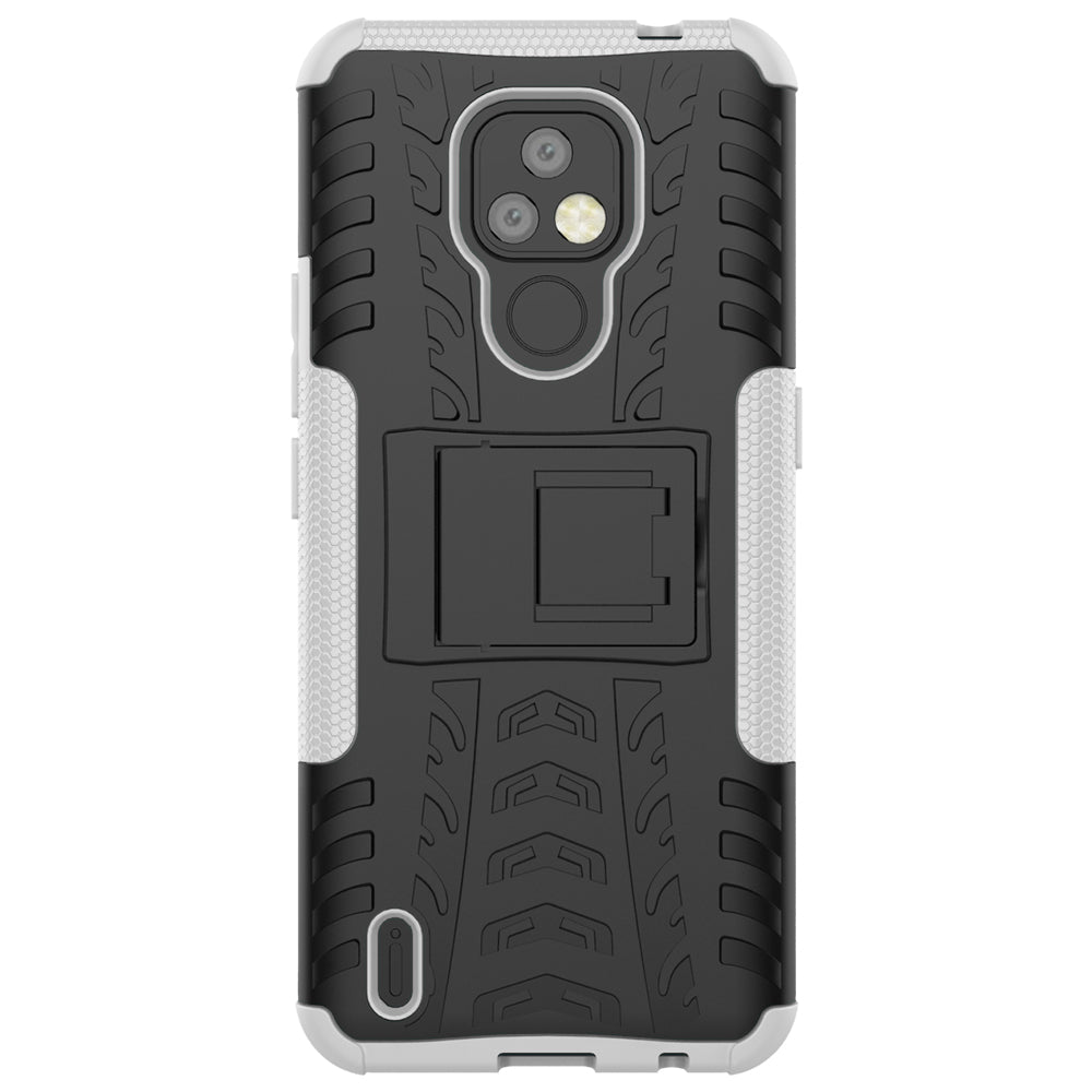 Foldable Kickstand for Motorola Moto E7 Cool Tyre PC + TPU Hybrid Shell Case