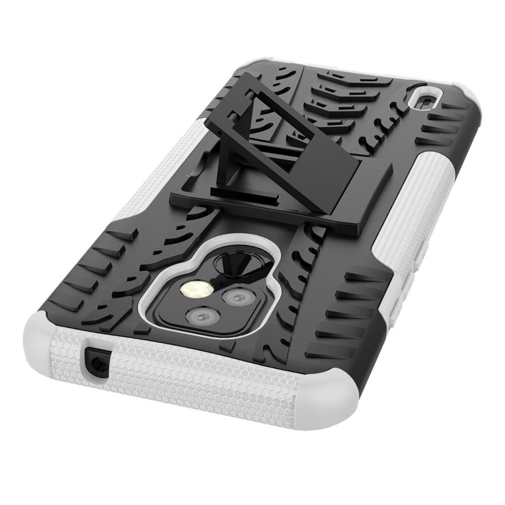 Foldable Kickstand for Motorola Moto E7 Cool Tyre PC + TPU Hybrid Shell Case