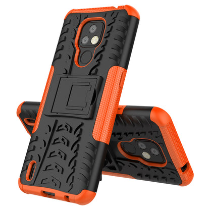 Foldable Kickstand for Motorola Moto E7 Cool Tyre PC + TPU Hybrid Shell Case