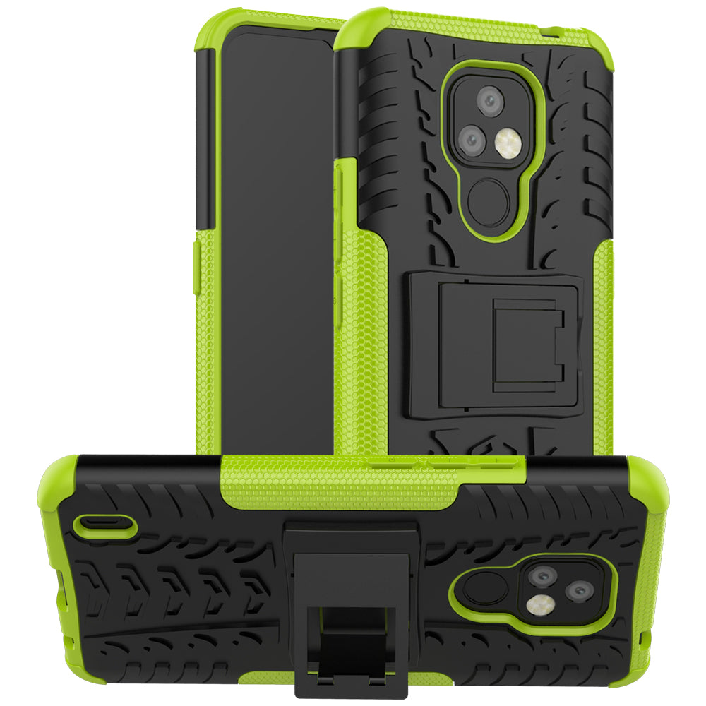 Foldable Kickstand for Motorola Moto E7 Cool Tyre PC + TPU Hybrid Shell Case