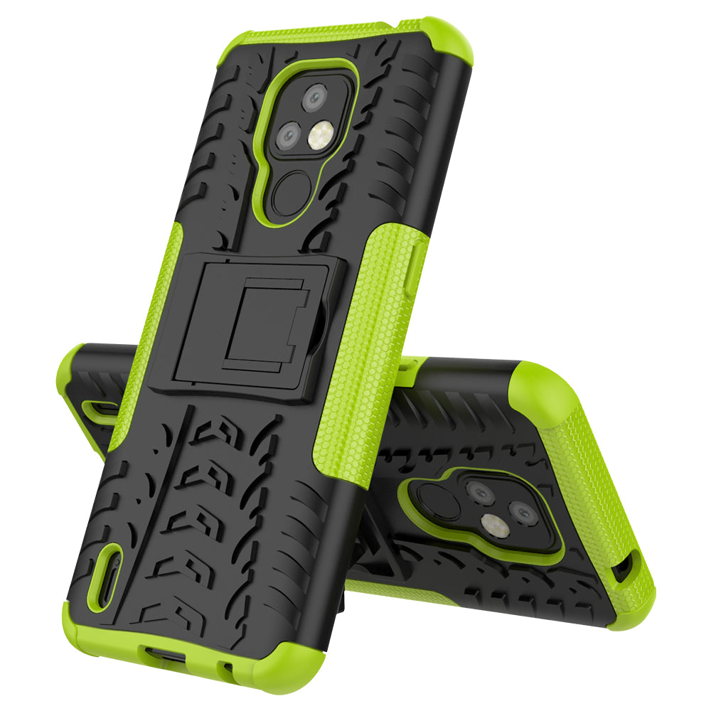 Foldable Kickstand for Motorola Moto E7 Cool Tyre PC + TPU Hybrid Shell Case