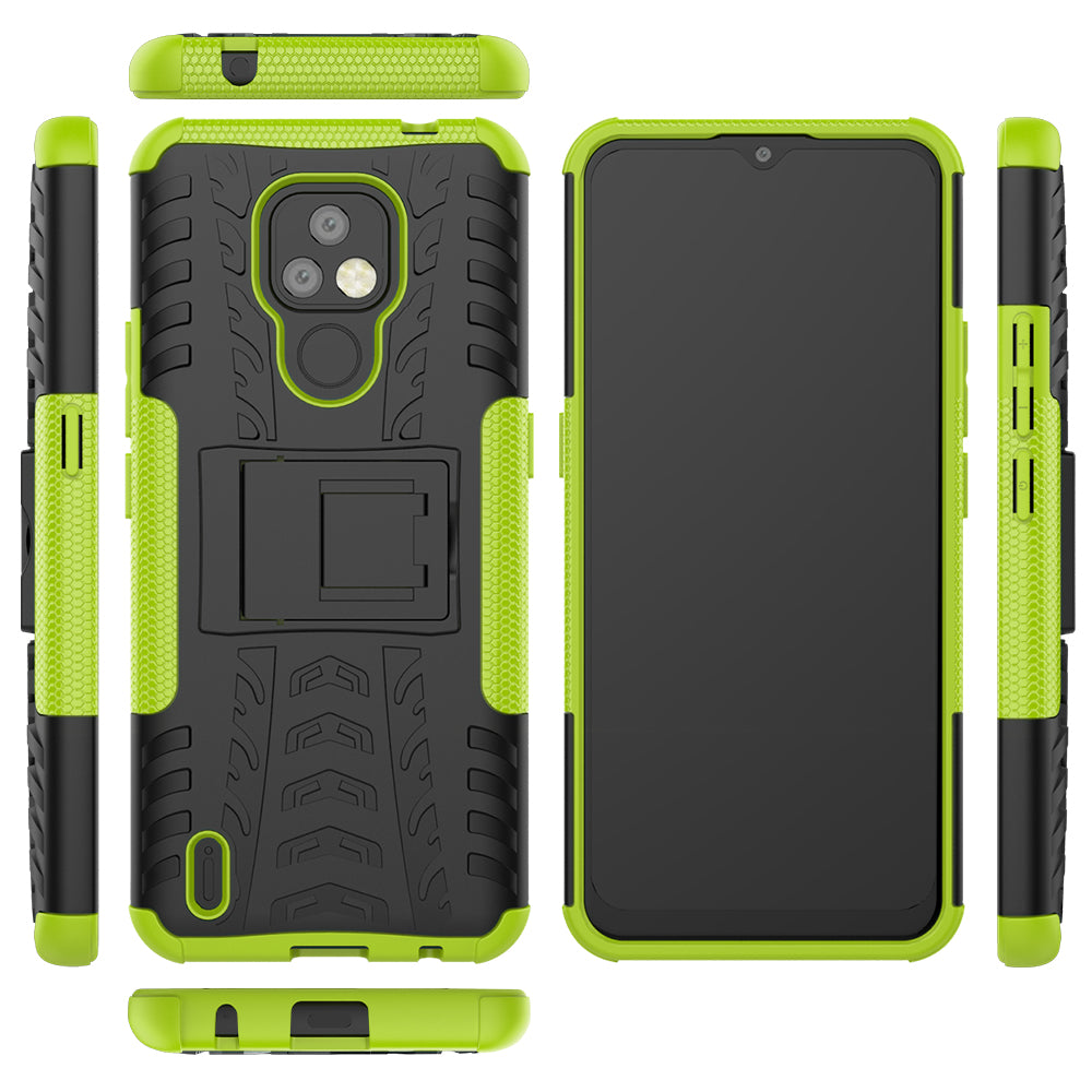 Foldable Kickstand for Motorola Moto E7 Cool Tyre PC + TPU Hybrid Shell Case