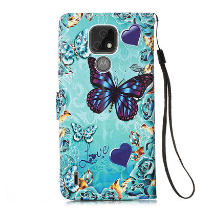 Pattern Printing Leather Wallet Stand Case for Motorola Moto E7