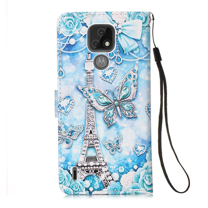 Pattern Printing Leather Wallet Stand Case for Motorola Moto E7