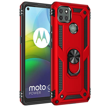 Armor Anti-fall Metal Ring Kickstand Hybrid PC TPU Shell for Motorola Moto G9 Power