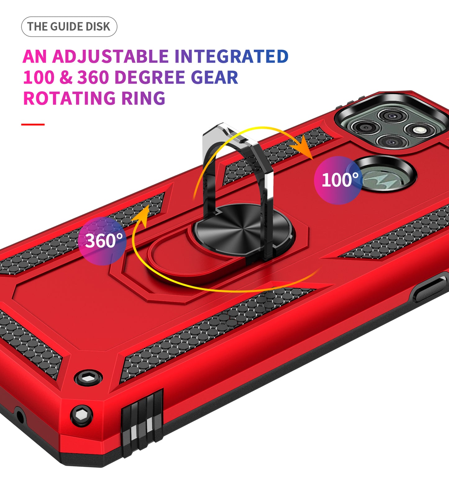 Armor Anti-fall Metal Ring Kickstand Hybrid PC TPU Shell for Motorola Moto G9 Power