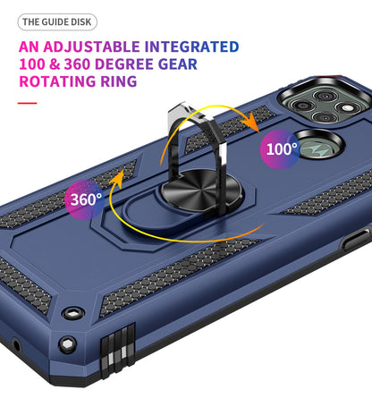 Armor Anti-fall Metal Ring Kickstand Hybrid PC TPU Shell for Motorola Moto G9 Power