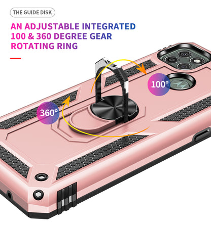 Armor Anti-fall Metal Ring Kickstand Hybrid PC TPU Shell for Motorola Moto G9 Power