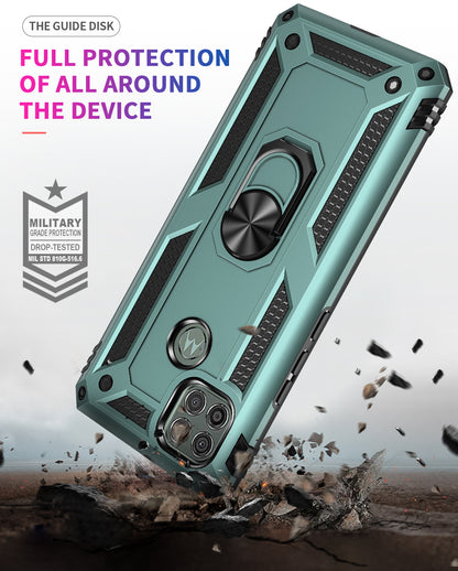 Armor Anti-fall Metal Ring Kickstand Hybrid PC TPU Shell for Motorola Moto G9 Power