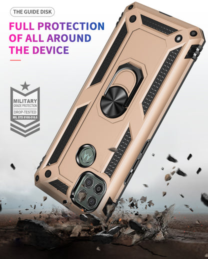 Armor Anti-fall Metal Ring Kickstand Hybrid PC TPU Shell for Motorola Moto G9 Power