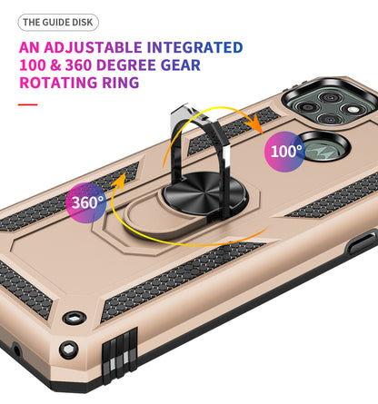 Armor Anti-fall Metal Ring Kickstand Hybrid PC TPU Shell for Motorola Moto G9 Power