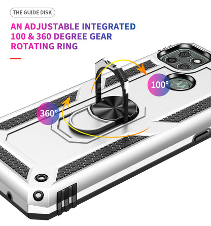 Armor Anti-fall Metal Ring Kickstand Hybrid PC TPU Shell for Motorola Moto G9 Power