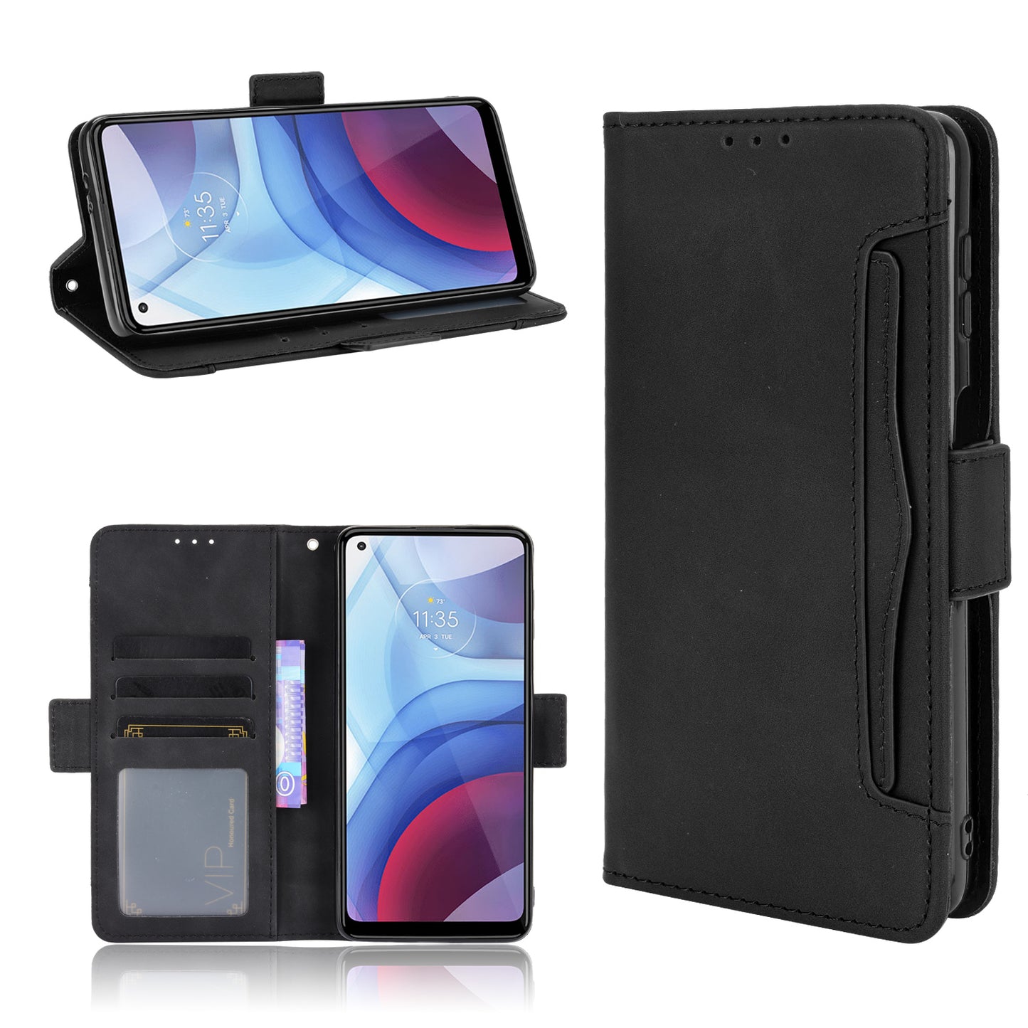 Multiple Card Slots Design Leather Wallet Phone Stand Protective Cover Case for Motorola Moto G Power (2021)