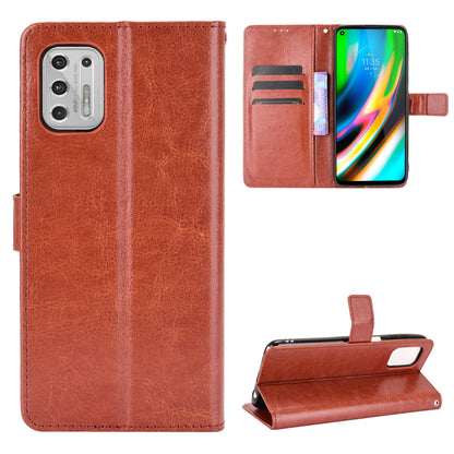 Wallet Stand Design Crazy Horse Skin Leather Phone Cover Shell with Lanyard for Motorola Moto G Stylus 4G (2021)