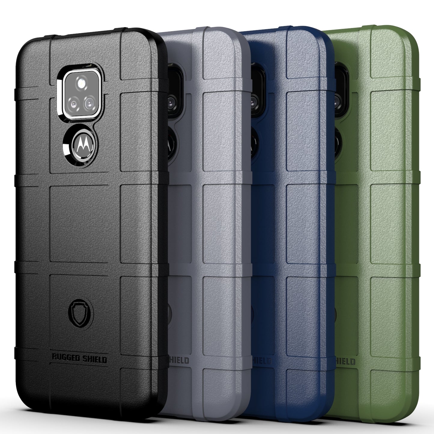 For Motorola Moto G Play (2021) Shock-proof Rugged Square Grid Skin TPU Back Shell