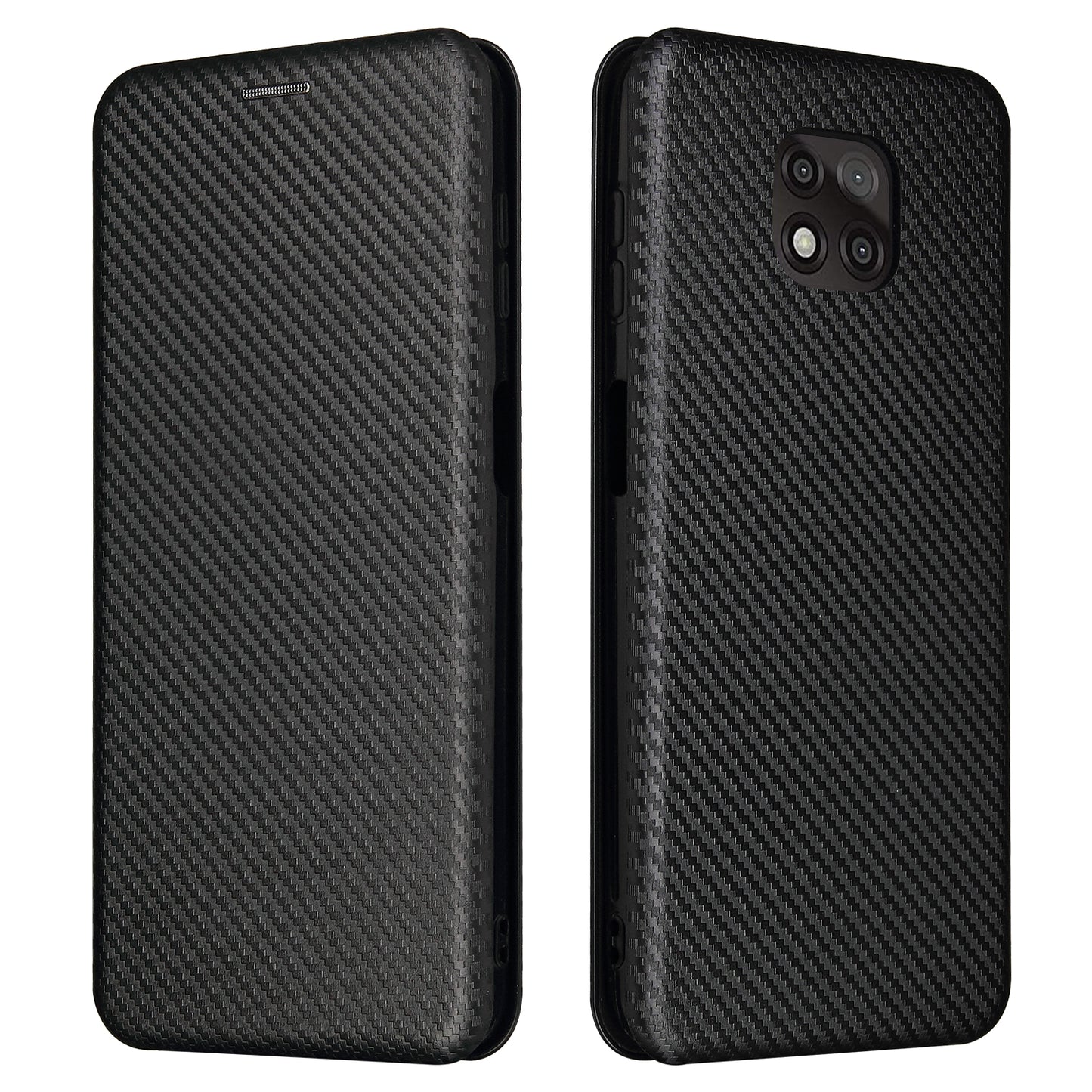 Auto-absorbed Stand Carbon Fiber Texture Leather Shell Cover for Motorola Moto G Power (2021)